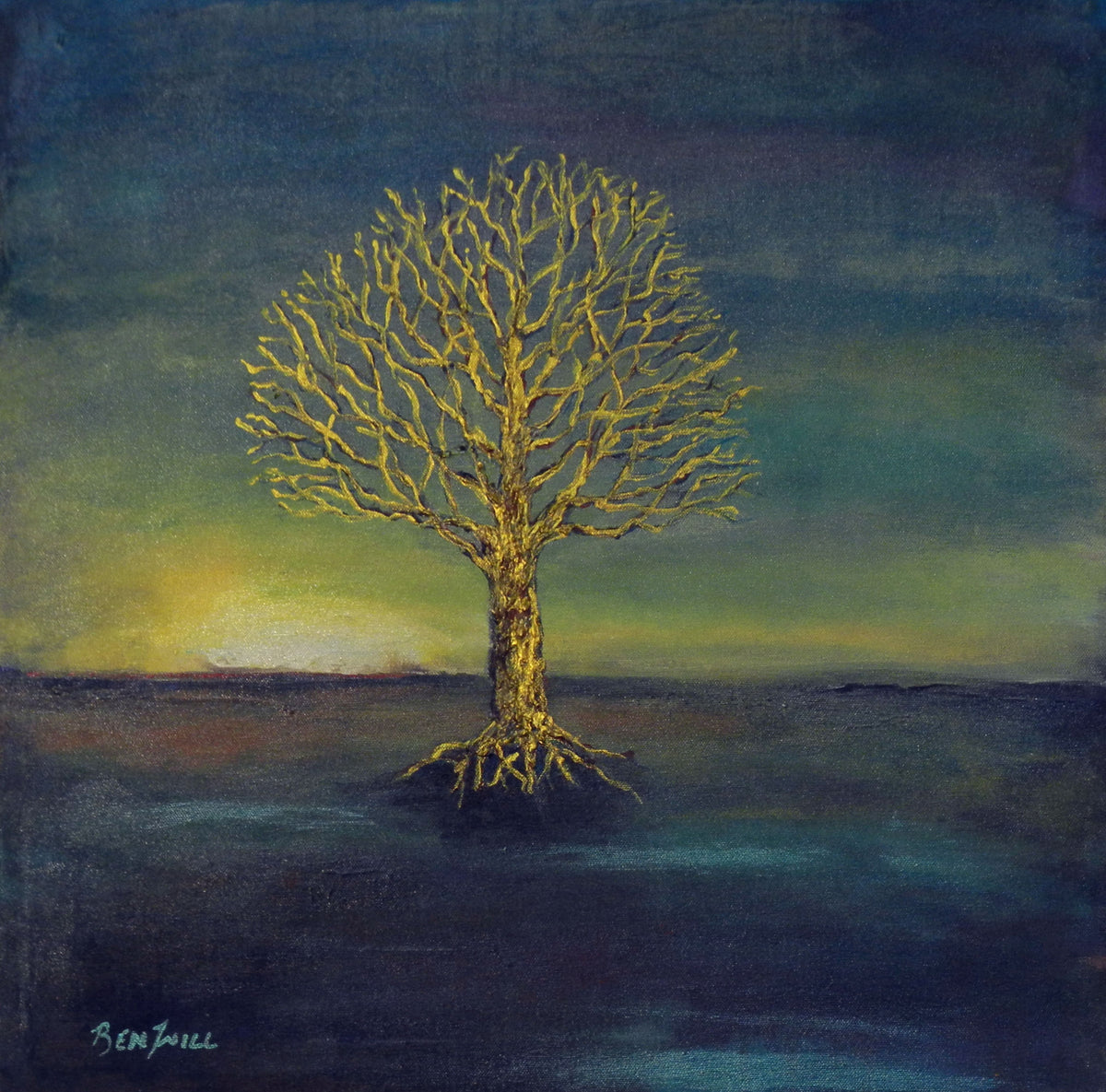 GOLD絵画３点 Golden Tree 20x20 – BenWill Studio