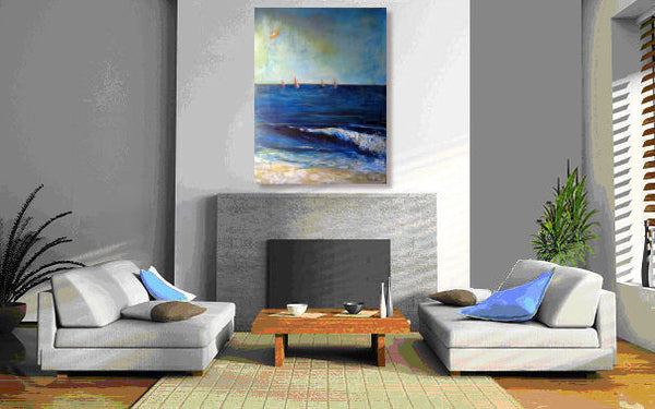 Wall Art Abstract Surf Sailboats Painting - BenWill