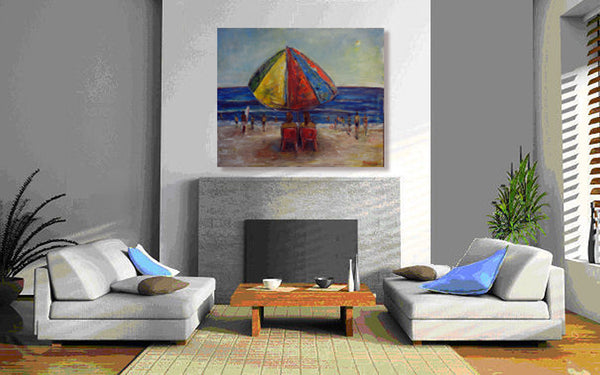 BenWill Art - Original Painting Beach Umbrella office decor