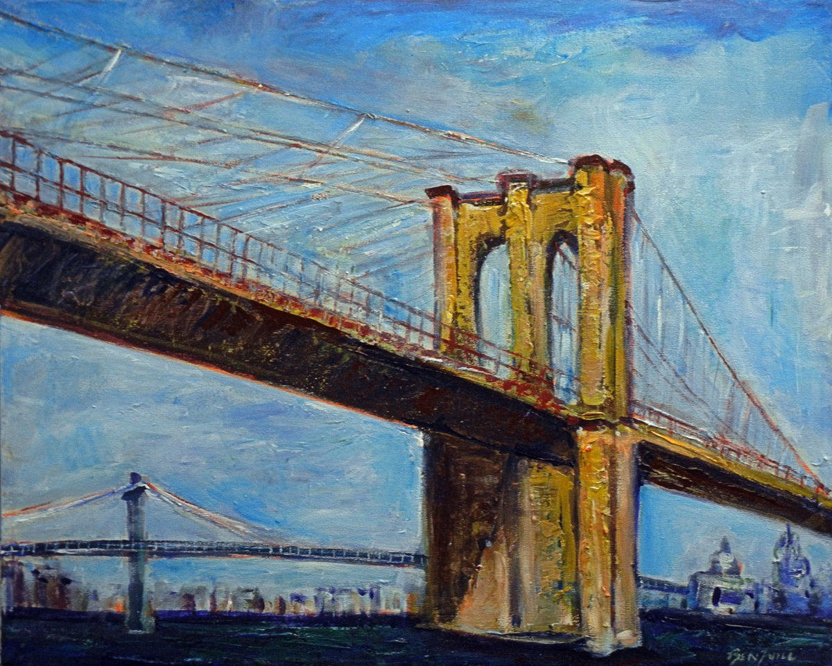 VTG Original Oil Painting on Canvas Brooklyn Bridge NY Signed H. Allen on sale Framed