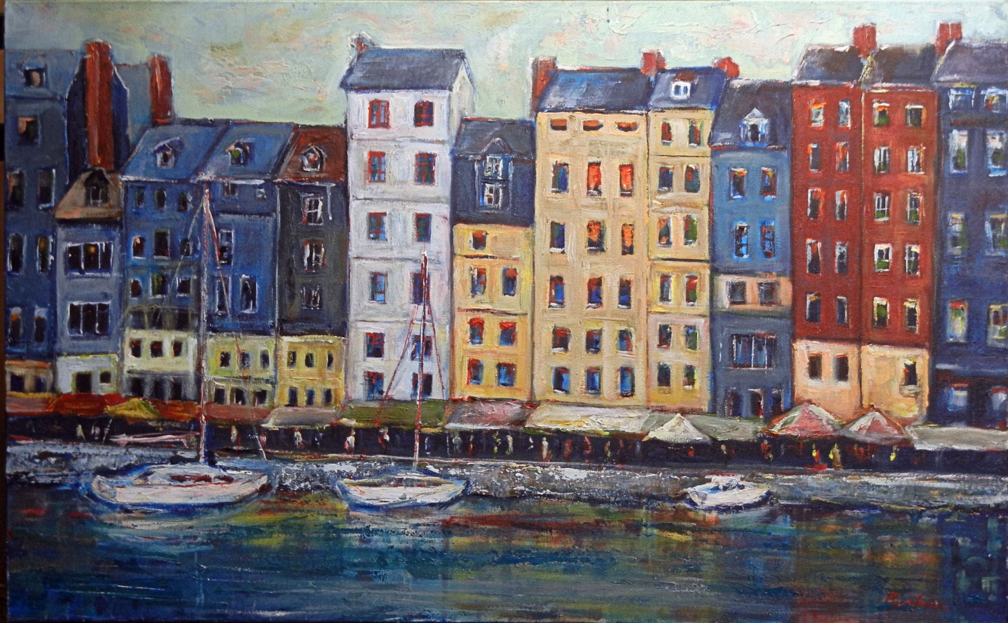 フランス名画家 フェルナン・エルボ「海」油彩画 8号 昭和49年42万販売 LCCH01_honfleurfrance_2048x.