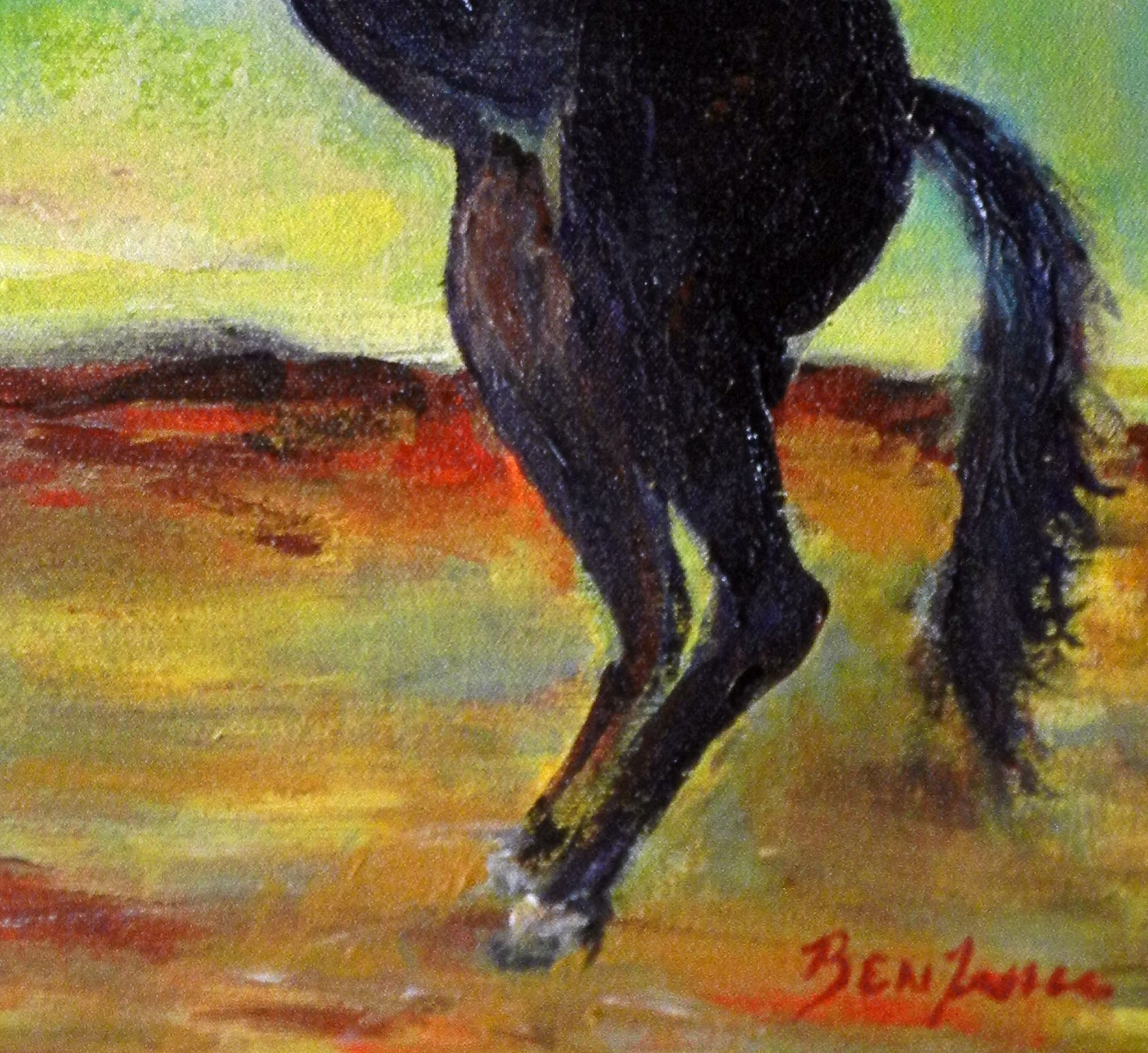 Original Painting- Black Horse Rearing - Modern art Home Office